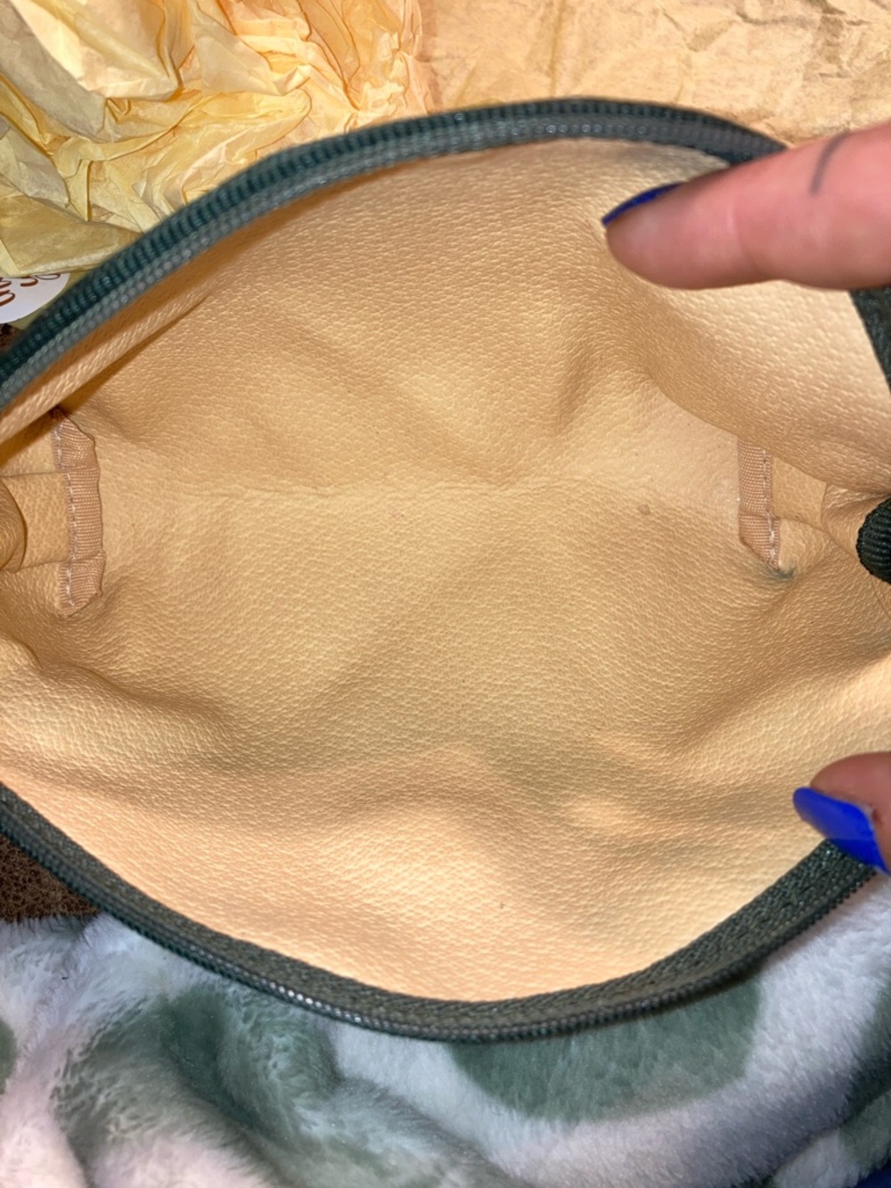 Etro Paisley Zip Cosmetic Pouch in Olive & Rust - Picture 5 of 5